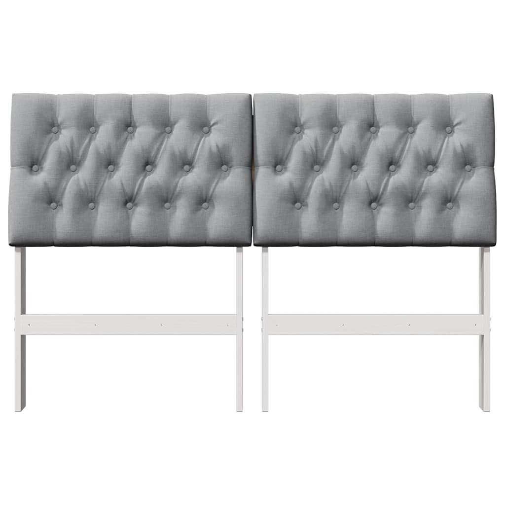 Gestoffeerd hoofdbord Lichtgrijs 140 cm Massief grenenhout