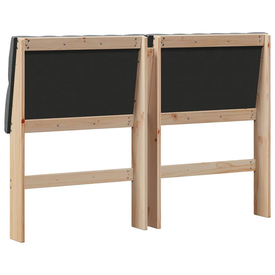 Gestoffeerd hoofdbord Donkergrijs 135 cm Massief grenenhout