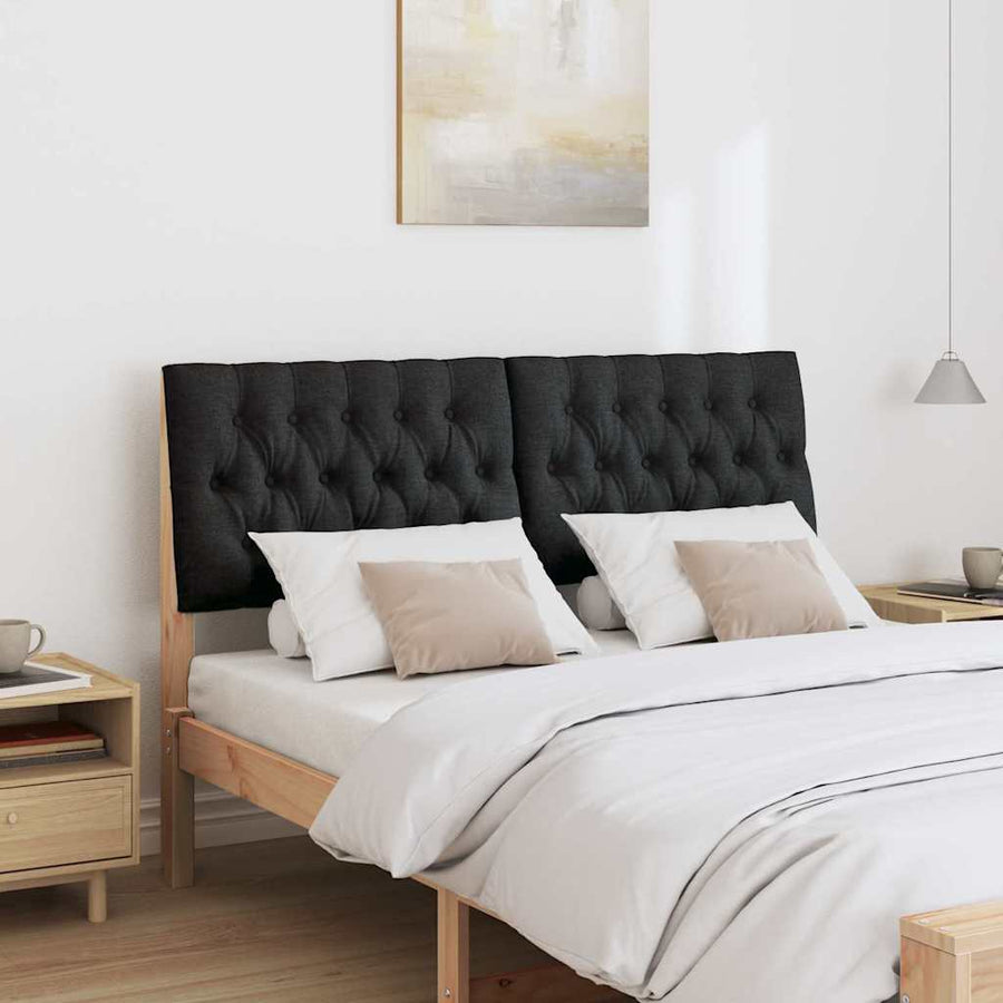 Gestoffeerd hoofdbord Zwart 135 cm Massief grenenhout