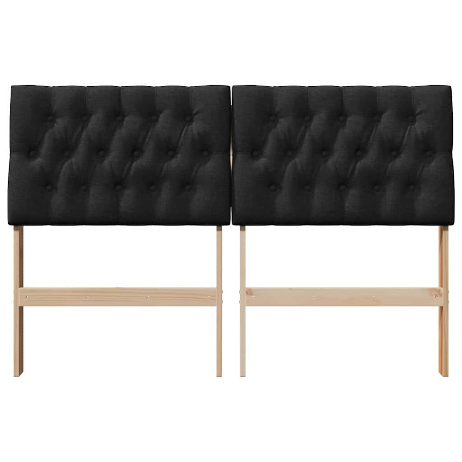 Gestoffeerd hoofdbord Zwart 135 cm Massief grenenhout