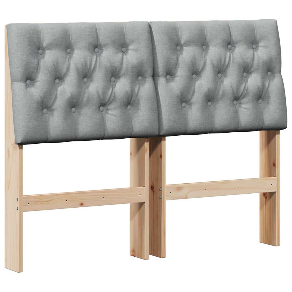 Gestoffeerd hoofdbord Lichtgrijs 120 cm Massief grenenhout