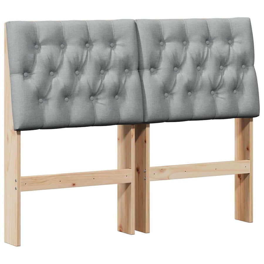 Gestoffeerd hoofdbord Lichtgrijs 120 cm Massief grenenhout