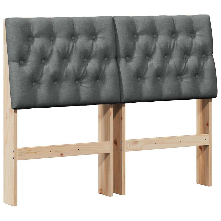 Gestoffeerd hoofdbord Donkergrijs 120 cm Massief grenenhout