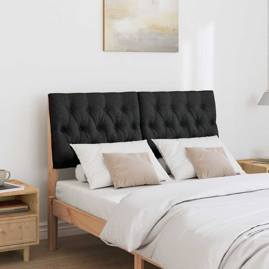 Gestoffeerd hoofdbord Zwart 120 cm Massief grenenhout