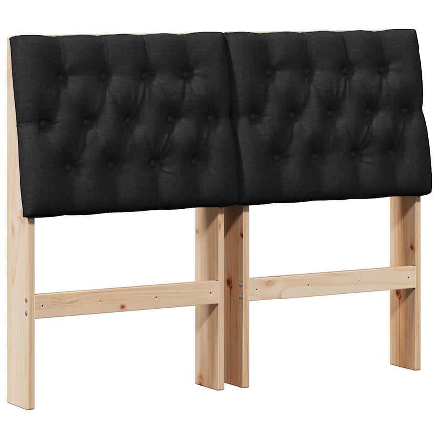 Gestoffeerd hoofdbord Zwart 120 cm Massief grenenhout