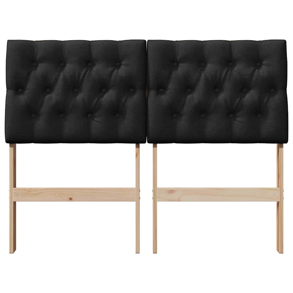 Gestoffeerd hoofdbord Zwart 120 cm Massief grenenhout