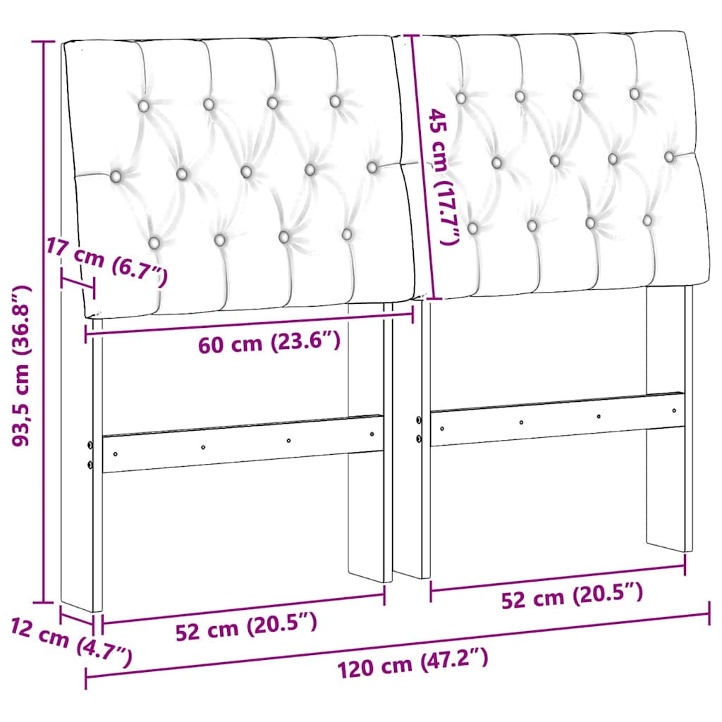 Gestoffeerd hoofdbord Taupe 120 cm Massief grenenhout
