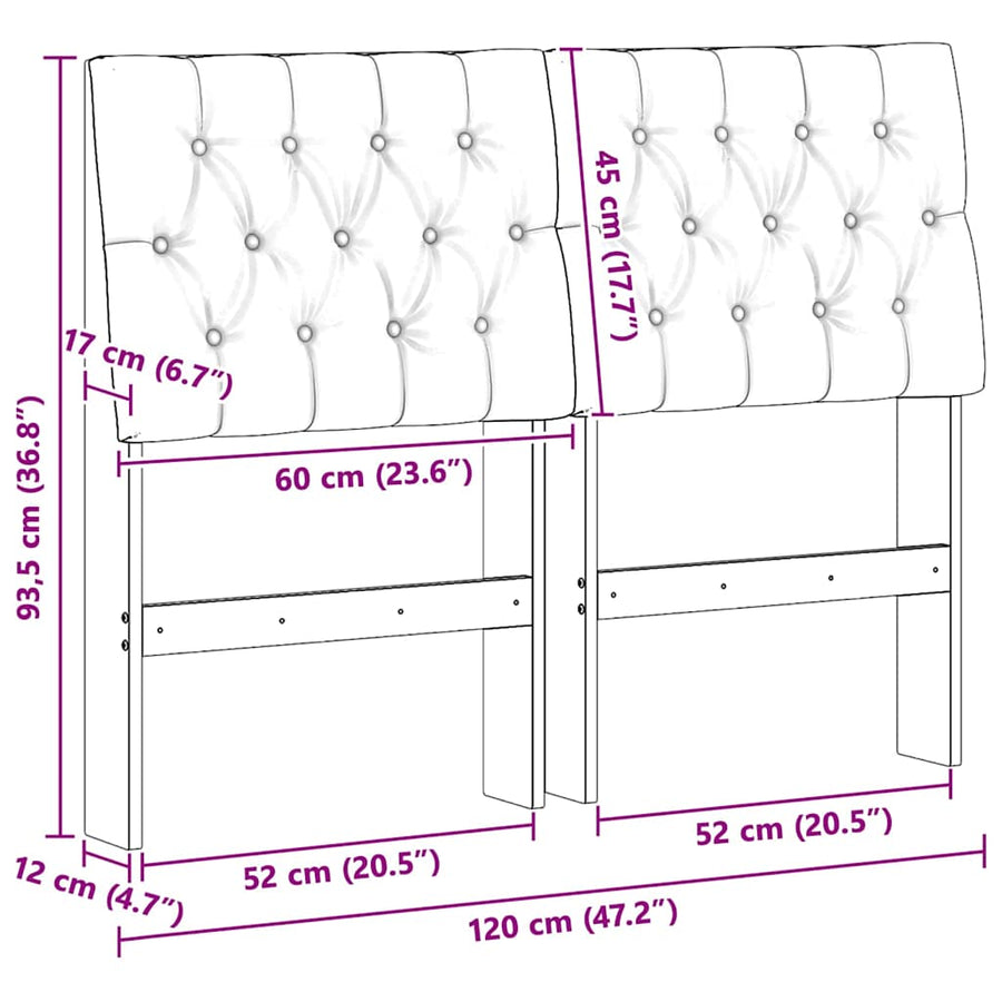 Gestoffeerd hoofdbord Taupe 120 cm Massief grenenhout