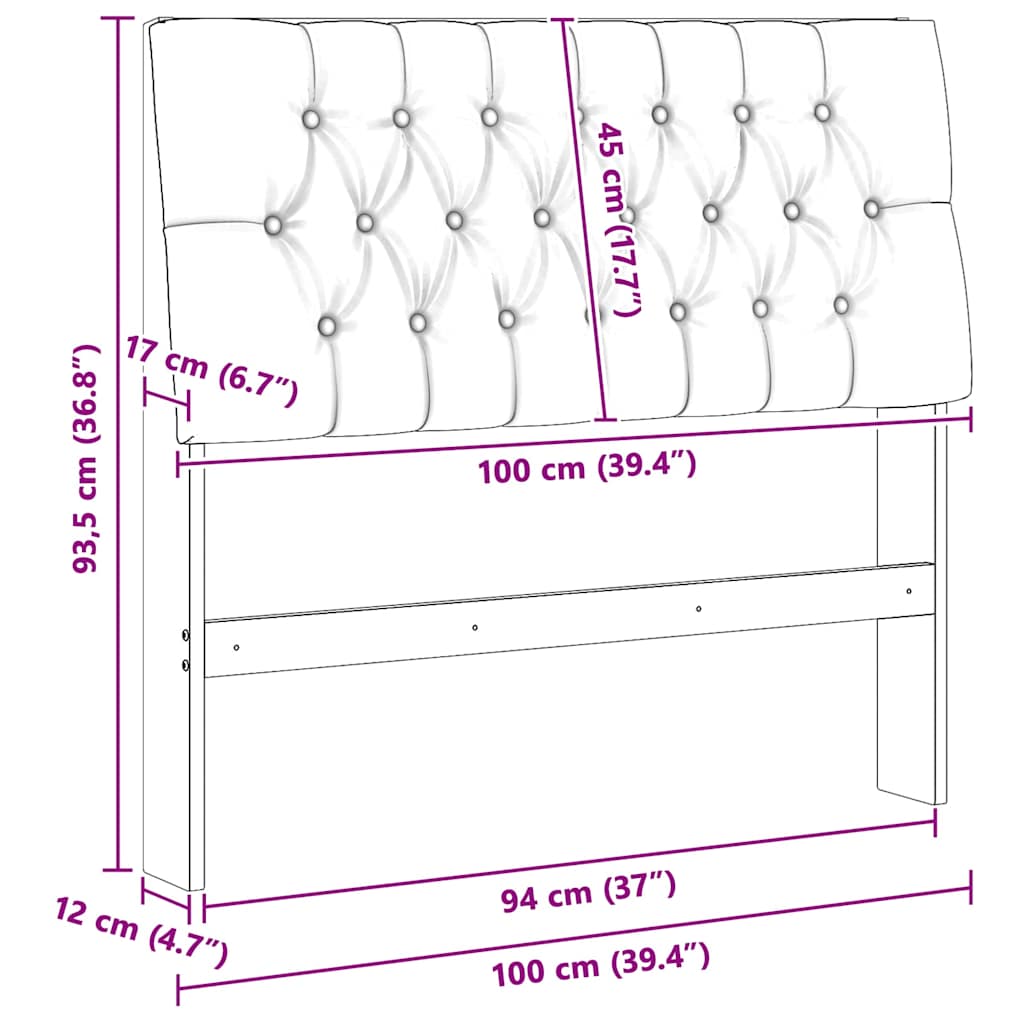 Gestoffeerd hoofdbord Donkergrijs 100 cm Massief grenenhout
