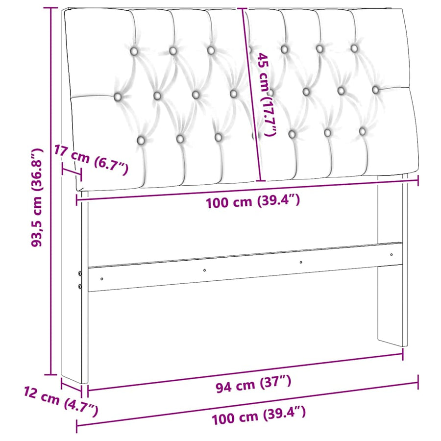 Gestoffeerd hoofdbord Lichtgrijs 100 cm Massief grenenhout