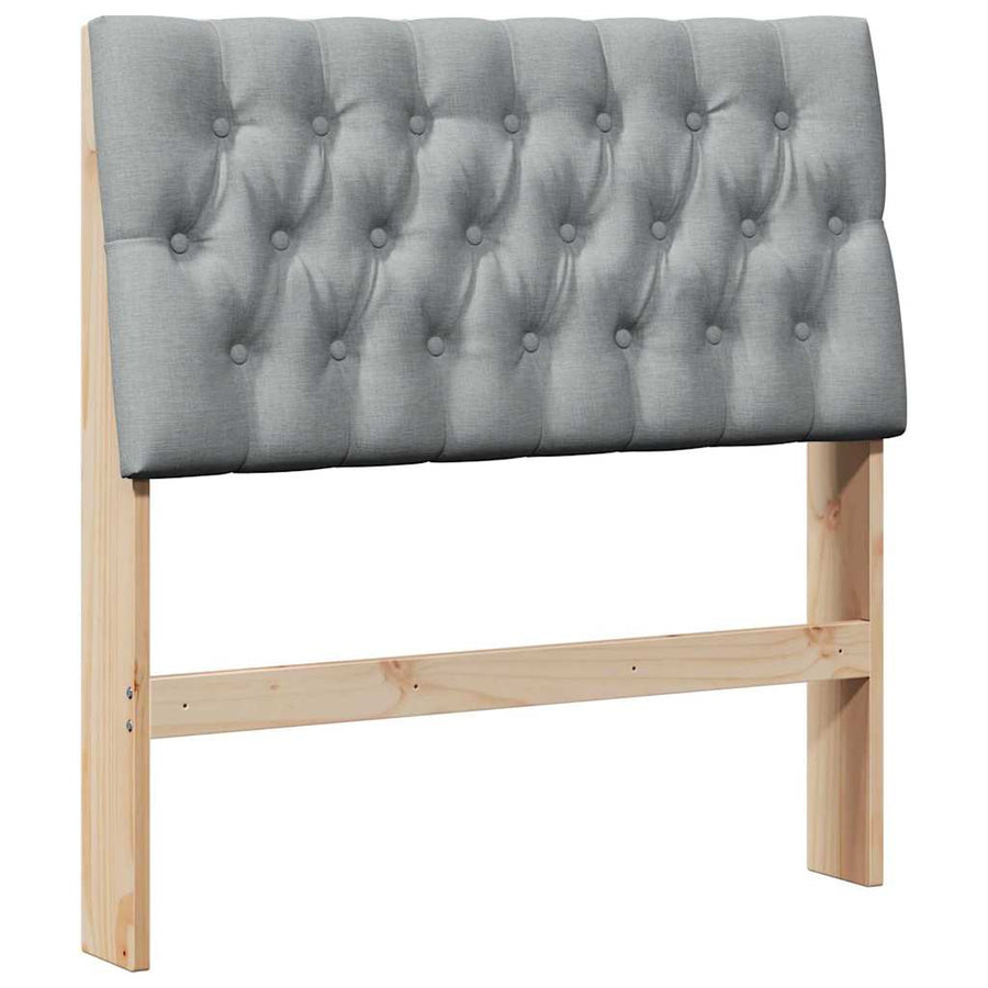 Gestoffeerd hoofdbord Lichtgrijs 90 cm Massief grenenhout