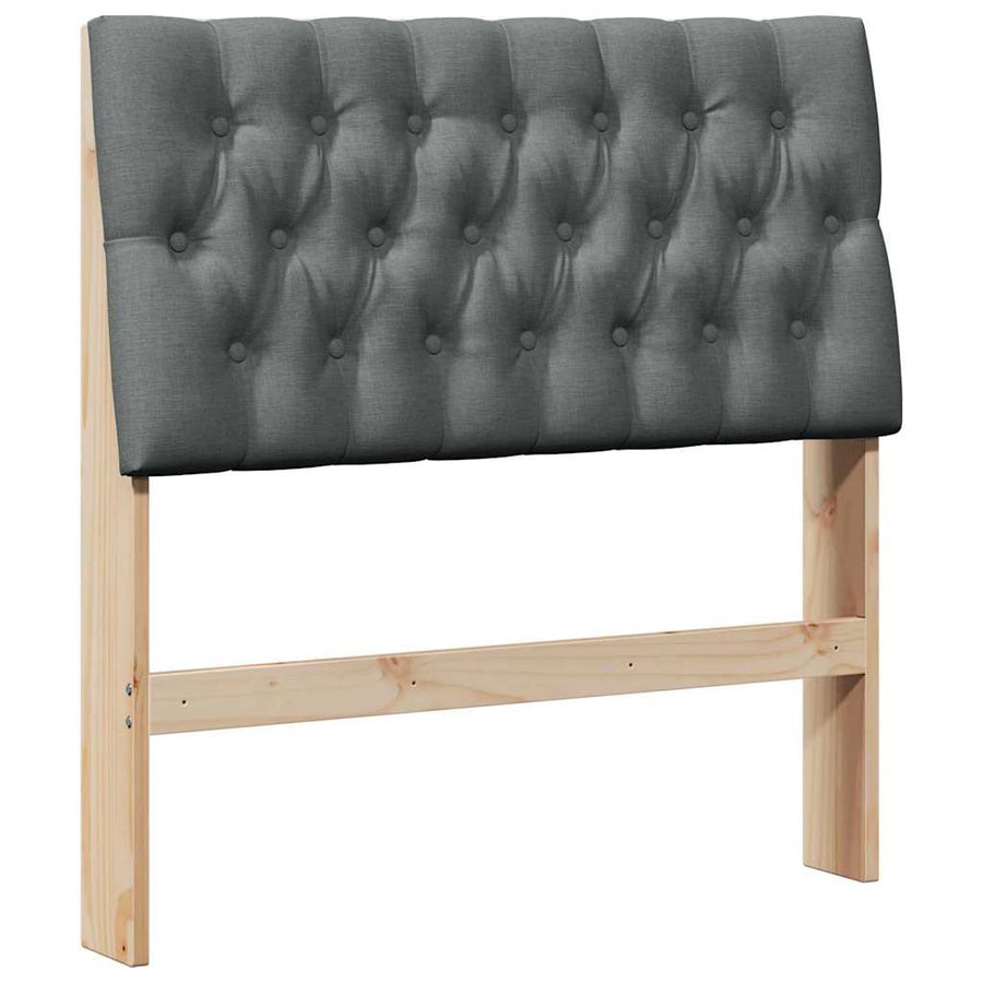 Gestoffeerd hoofdbord Donkergrijs 90 cm Massief grenenhout
