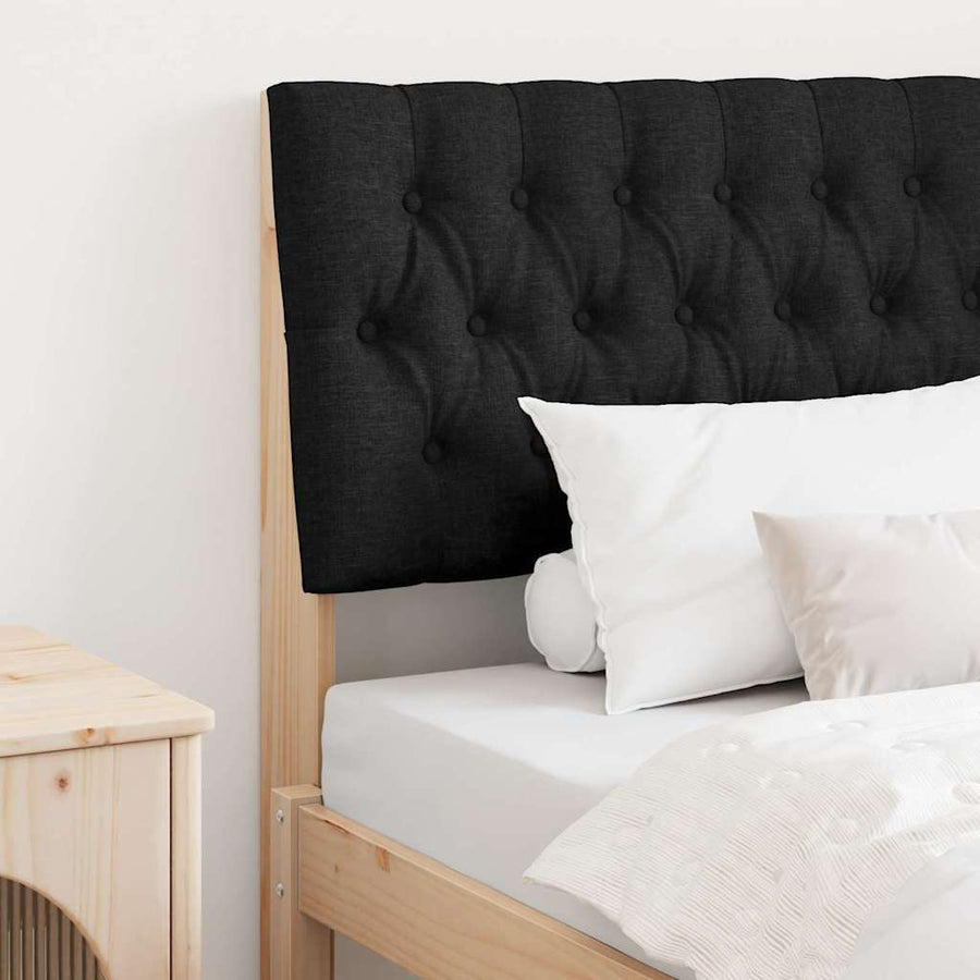 Gestoffeerd hoofdbord Zwart 90 cm Massief grenenhout