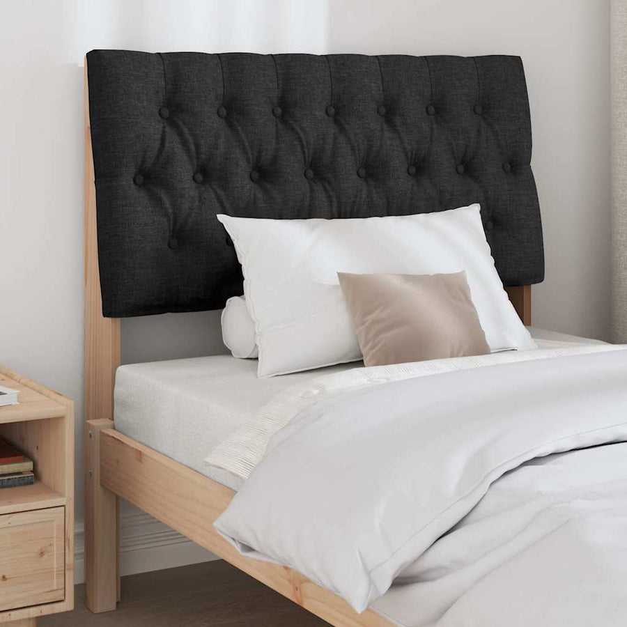 Gestoffeerd hoofdbord Zwart 90 cm Massief grenenhout