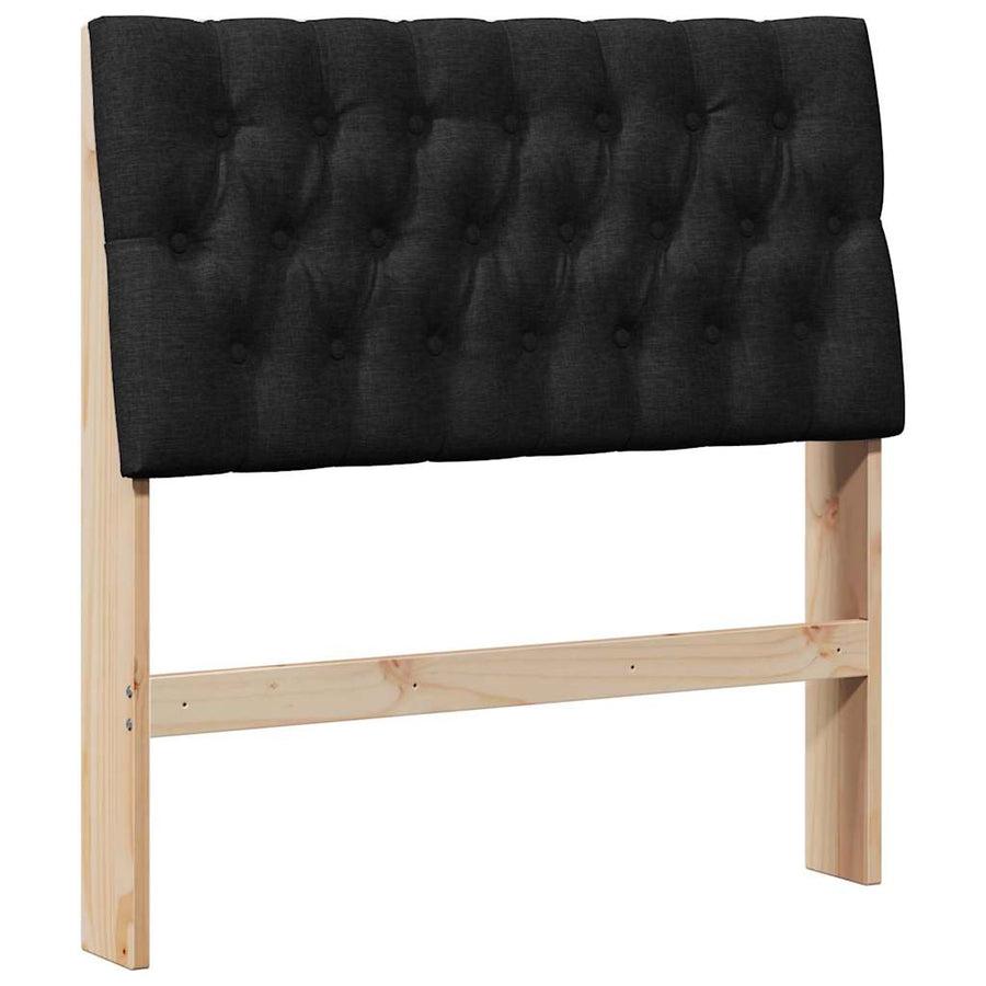 Gestoffeerd hoofdbord Zwart 90 cm Massief grenenhout