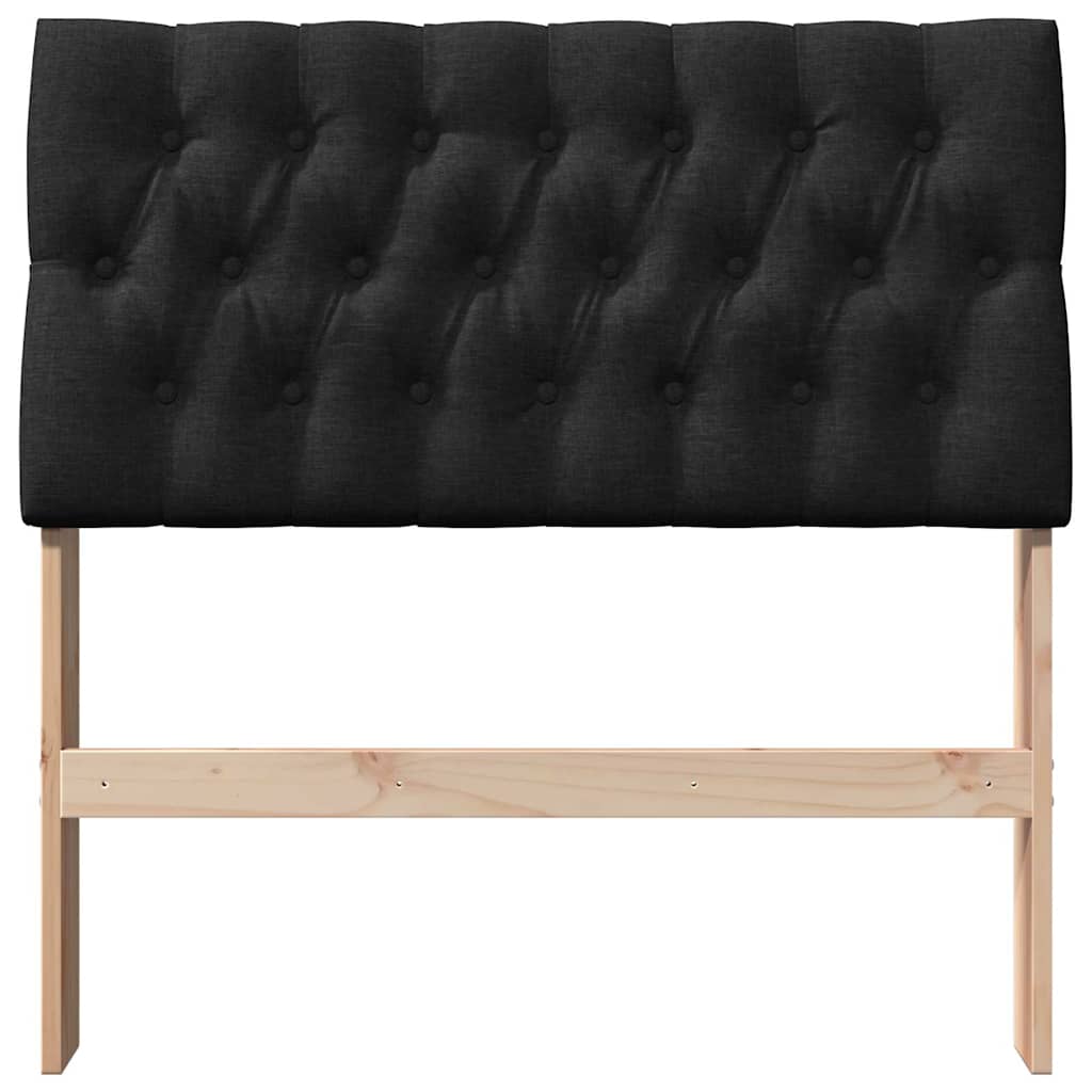 Gestoffeerd hoofdbord Zwart 90 cm Massief grenenhout