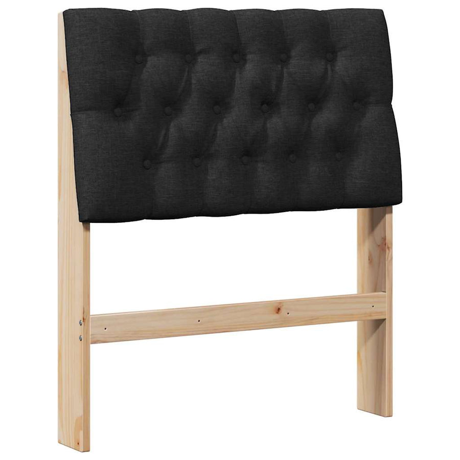 Gestoffeerd hoofdbord Zwart 80 cm Massief grenenhout