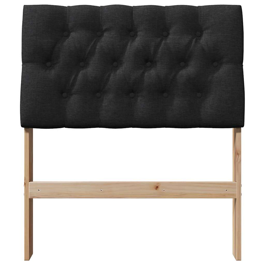 Gestoffeerd hoofdbord Zwart 80 cm Massief grenenhout