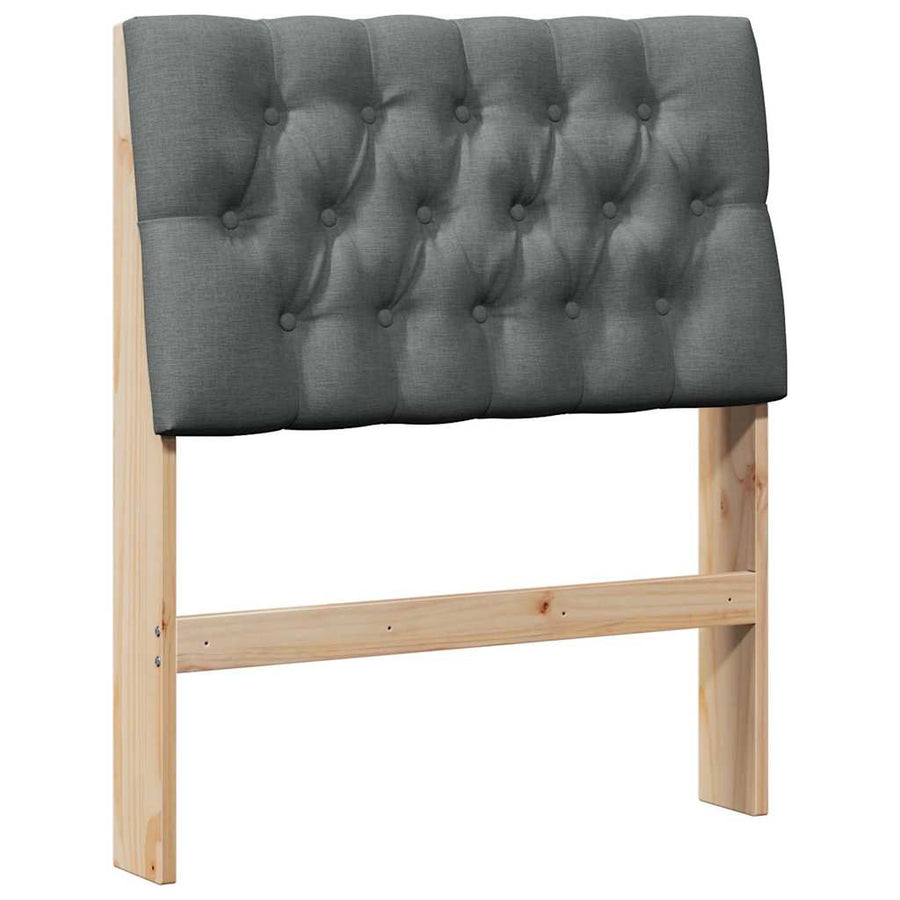 Gestoffeerd hoofdbord Donkergrijs 75 cm Massief grenenhout