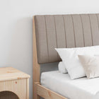 Hoofdbord gestoffeerd taupe 200 cm massief grenenhout