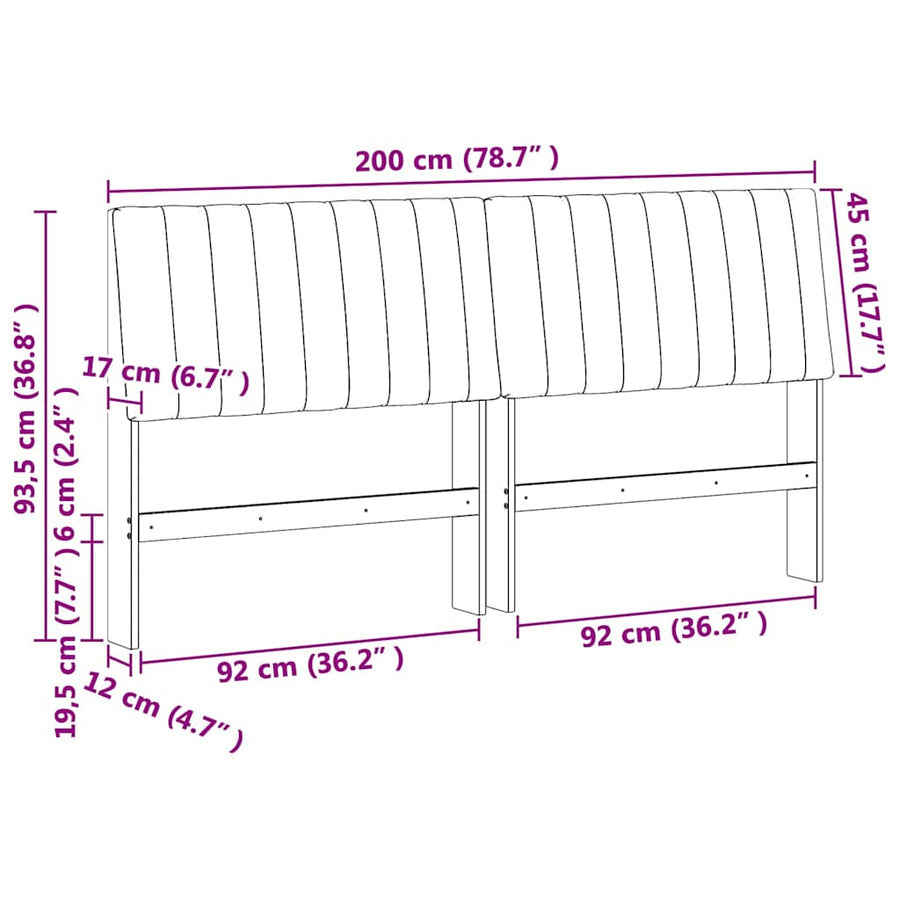 Gestoffeerd hoofdbord Taupe 200 cm Massief grenenhout