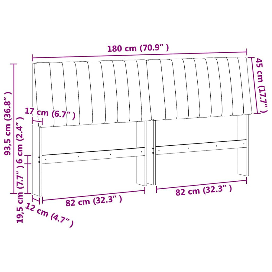 Gestoffeerd hoofdbord Zwart 180 cm Massief grenenhout