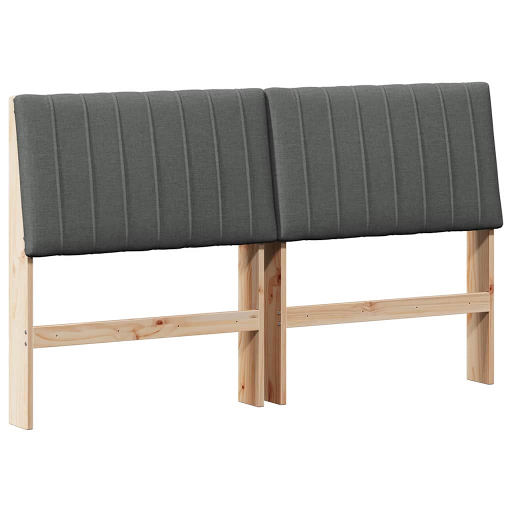 Gestoffeerd hoofdbord Donkergrijs 160 cm Massief grenenhout