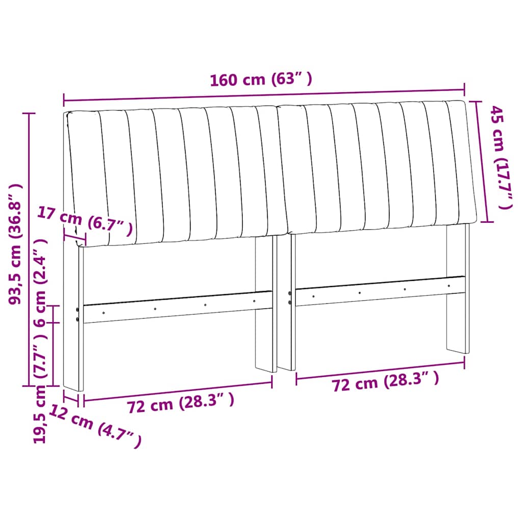 Gestoffeerd hoofdbord Donkergrijs 160 cm Massief grenenhout