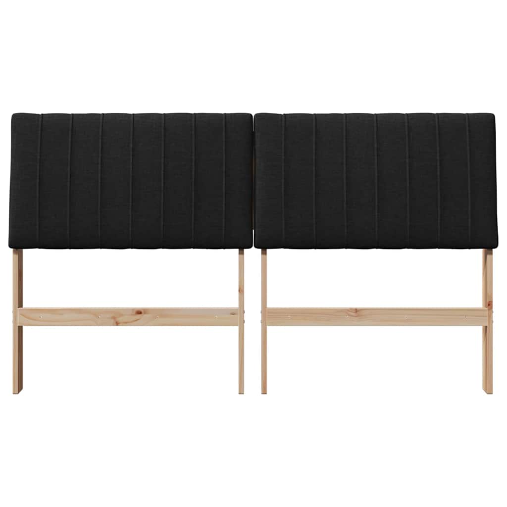 Gestoffeerd hoofdbord Zwart 160 cm Massief grenenhout