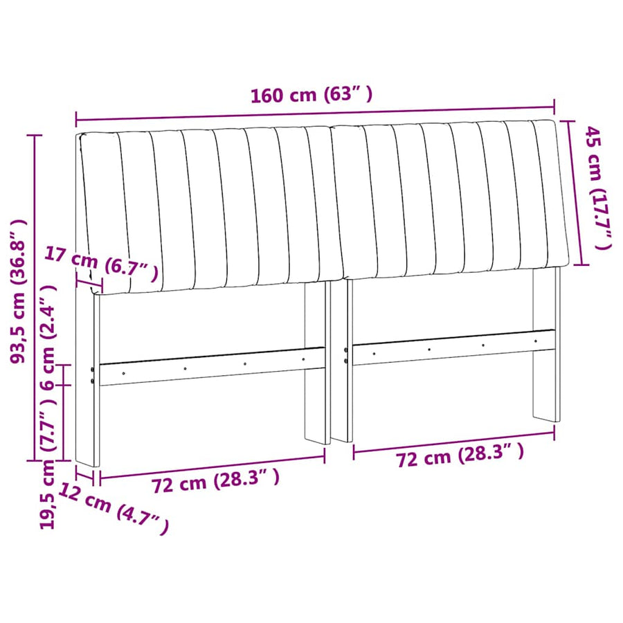 Gestoffeerd hoofdbord Taupe 160 cm Massief grenenhout