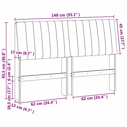 Gestoffeerd hoofdbord Lichtgrijs 140 cm Massief grenenhout