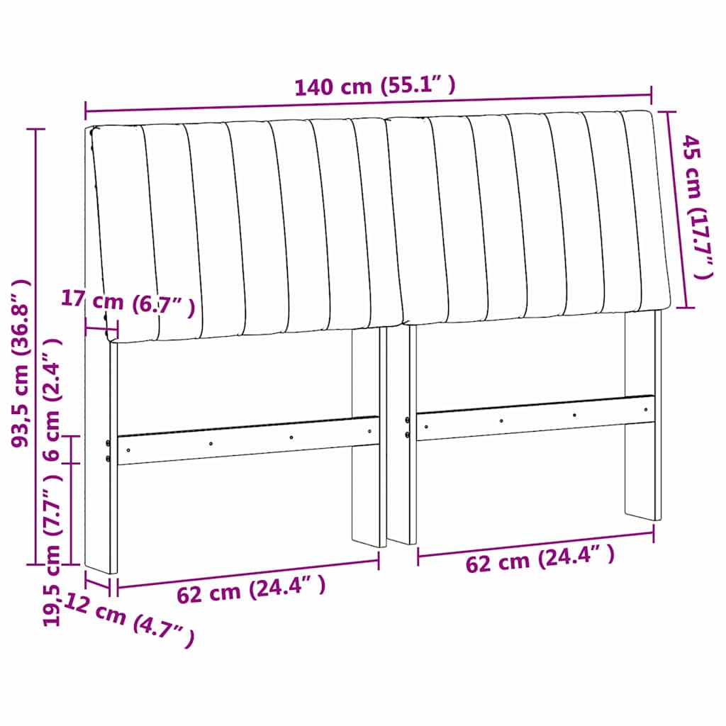 Gestoffeerd hoofdbord Zwart 140 cm Massief grenenhout