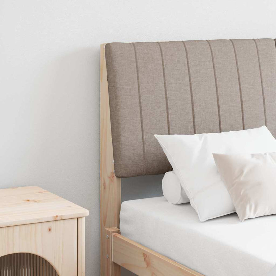 Gestoffeerd hoofdbord Taupe 140 cm Massief grenenhout