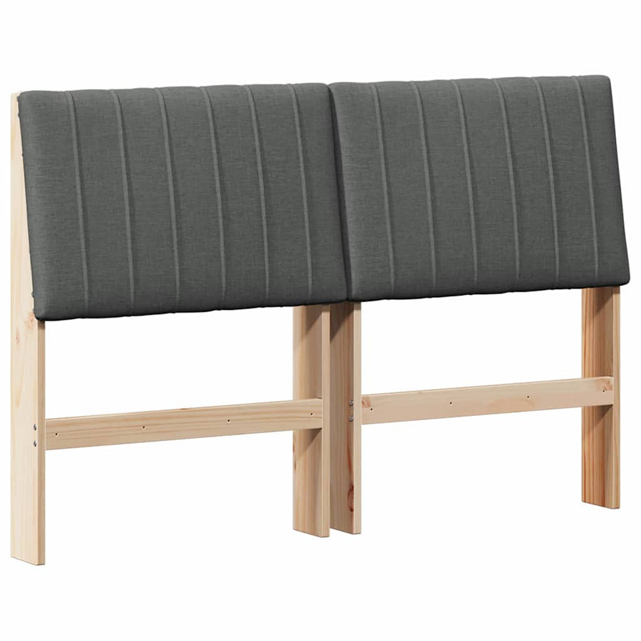 Gestoffeerd hoofdbord Donkergrijs 135 cm Massief grenenhout