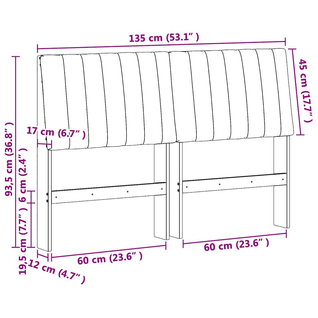 Gestoffeerd hoofdbord Donkergrijs 135 cm Massief grenenhout