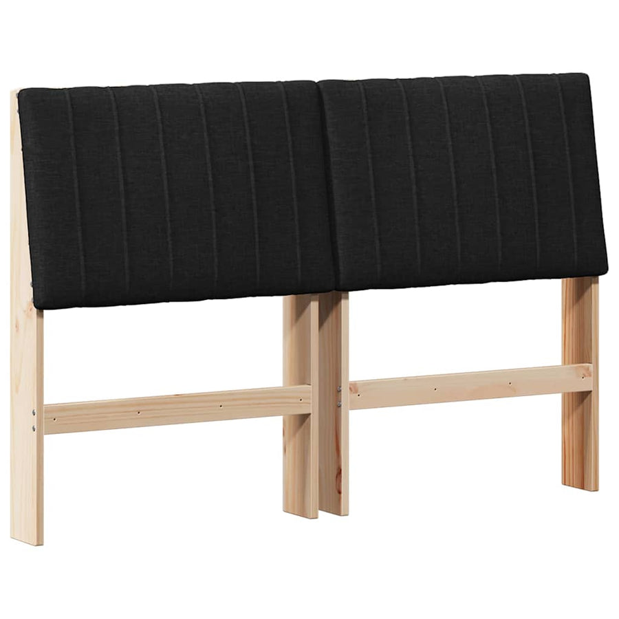 Gestoffeerd hoofdbord Zwart 135 cm Massief grenenhout
