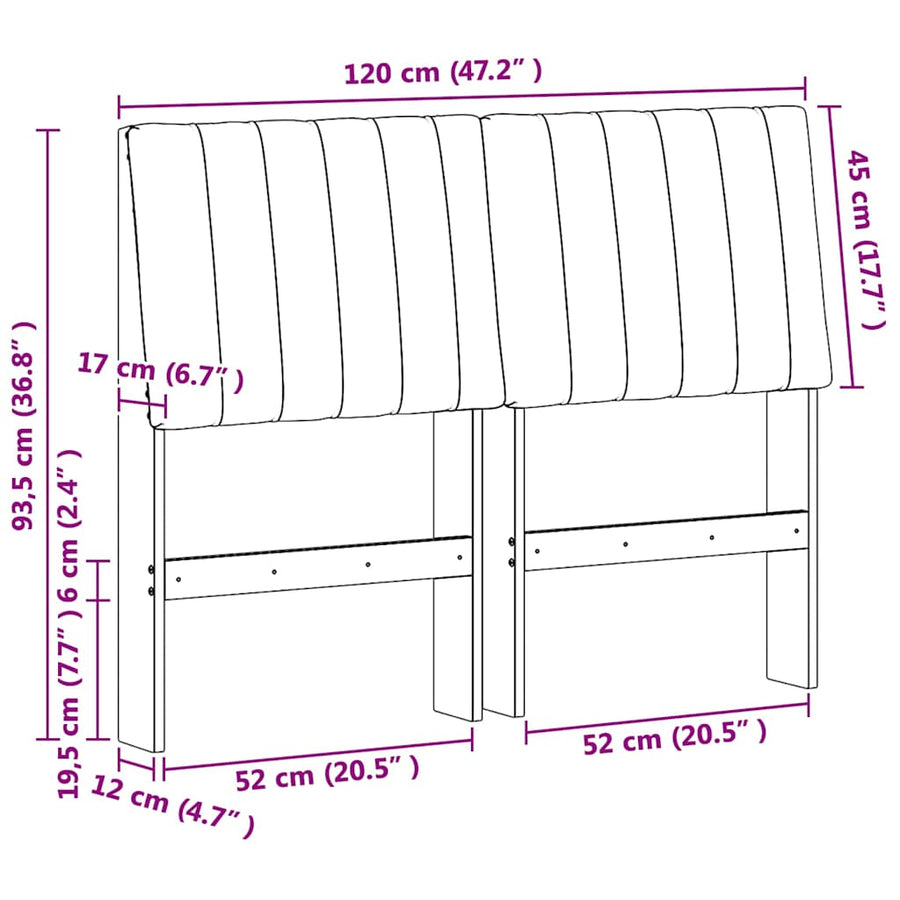 Gestoffeerd hoofdbord Donkergrijs 120 cm Massief grenenhout