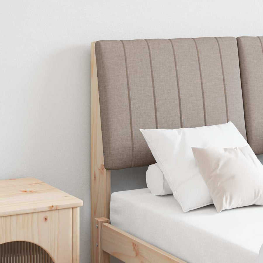 Gestoffeerd hoofdbord Taupe 120 cm Massief grenenhout