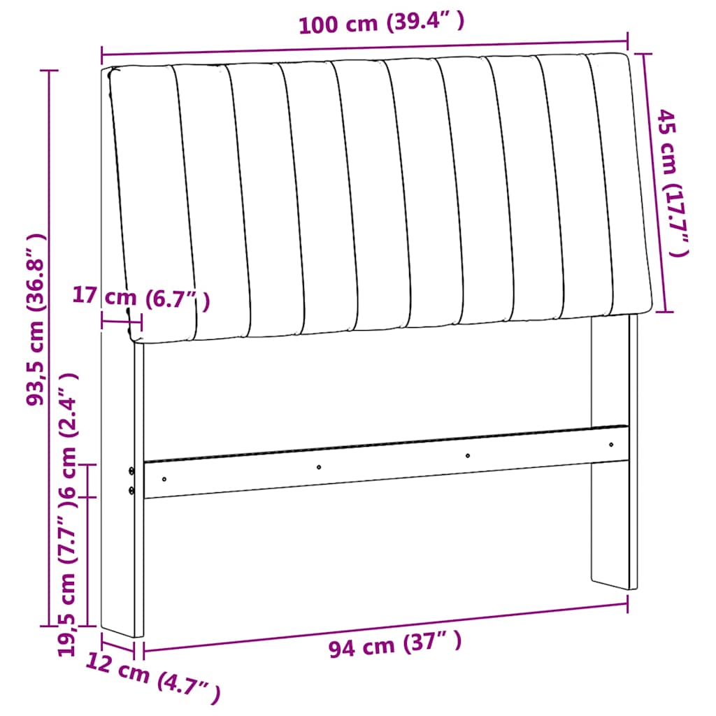 Gestoffeerd hoofdbord Donkergrijs 100 cm Massief grenenhout