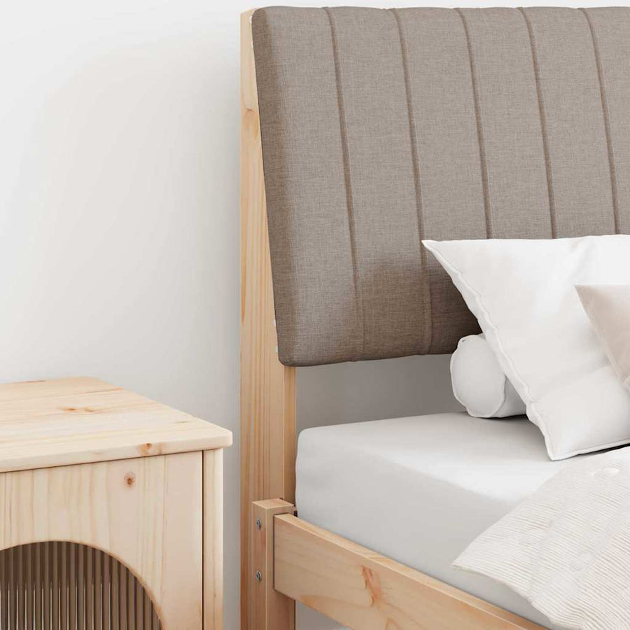 Gestoffeerd hoofdbord Taupe 100 cm Massief grenenhout