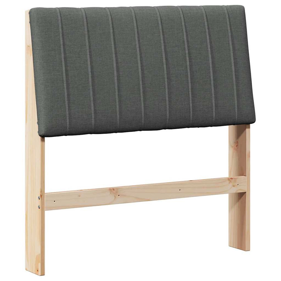 Gestoffeerd hoofdbord Donkergrijs 90 cm Massief grenenhout