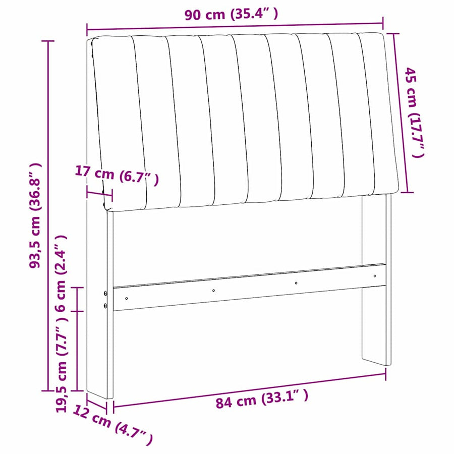 Gestoffeerd hoofdbord Taupe 90 cm Massief grenenhout