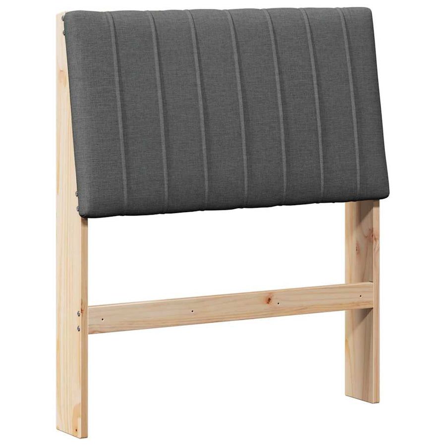 Gestoffeerd hoofdbord Donkergrijs 80 cm Massief grenenhout