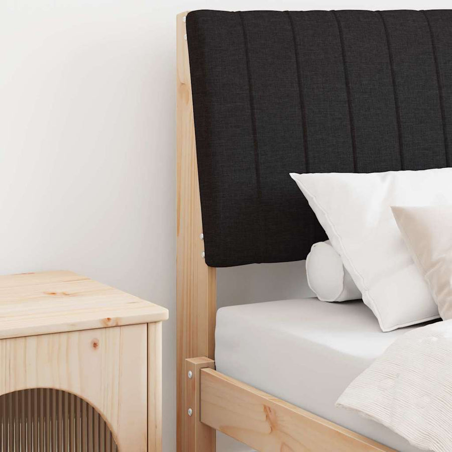 Gestoffeerd hoofdbord Zwart 80 cm Massief grenenhout