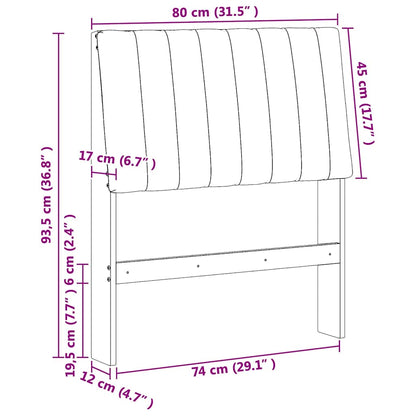 Gestoffeerd hoofdbord Zwart 80 cm Massief grenenhout