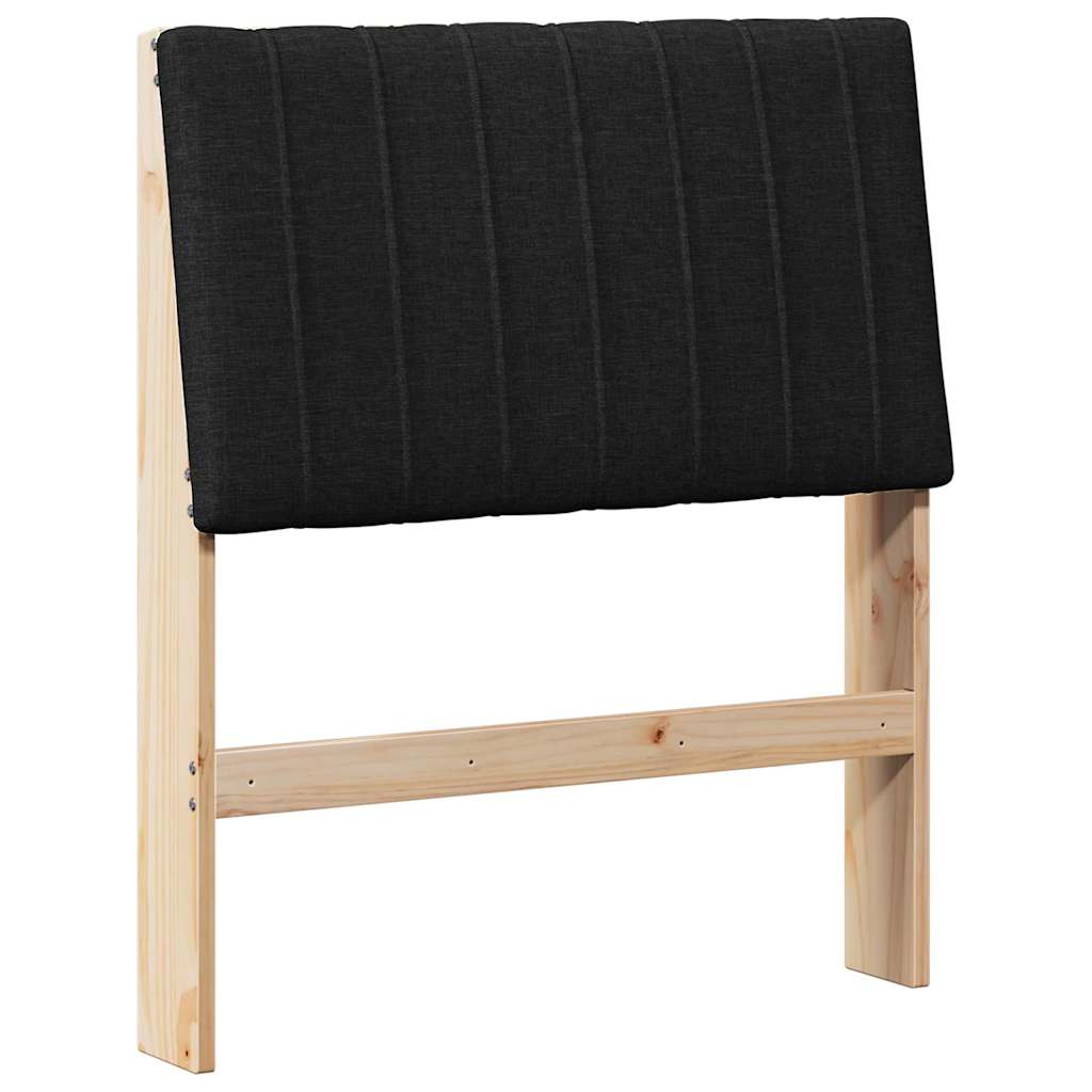 Gestoffeerd hoofdbord Zwart 75 cm Massief grenenhout