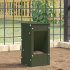 Konijnenvoerbak staal olijf groen 12,5x12,5x25 cm