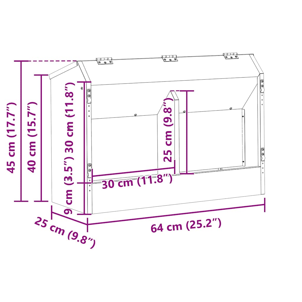 Konijnenvoer Zwart 64,5 x 25,5 x 45,5 cm Koudgewalst Staal