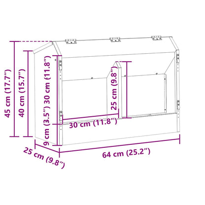 Konijnenvoer Zwart 64,5 x 25,5 x 45,5 cm Koudgewalst Staal
