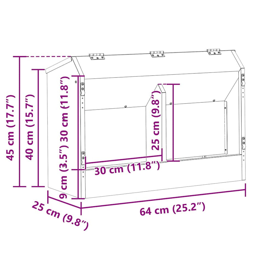 Konijnenvoer Zwart 64,5 x 25,5 x 45,5 cm Koudgewalst Staal